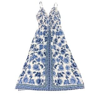 Angie White Blue Midi Floral Sundress Festival NWT Ladies Medium Boho